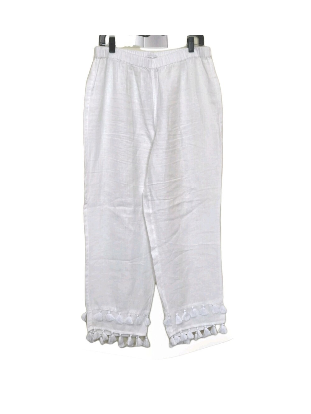 Rachel Zoe 100% Linen Pants Size L White Pull On Beach Vacation Resort High Rise
